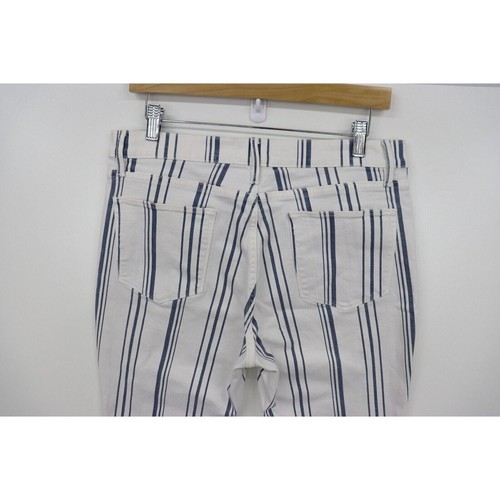 Frame Jeans Womens Size 32 Le High Flare Blue White Striped Cotton Stretch - Picture 6 of 15
