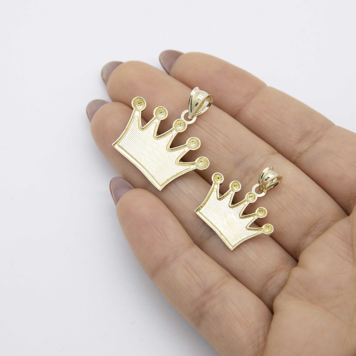 Shiny Crown Pendant Real 10K Yellow Gold All Sizes | eBay