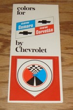 Original 1970 Chevrolet Camaro & Corvette Exterior Colors Sales Brochure 70