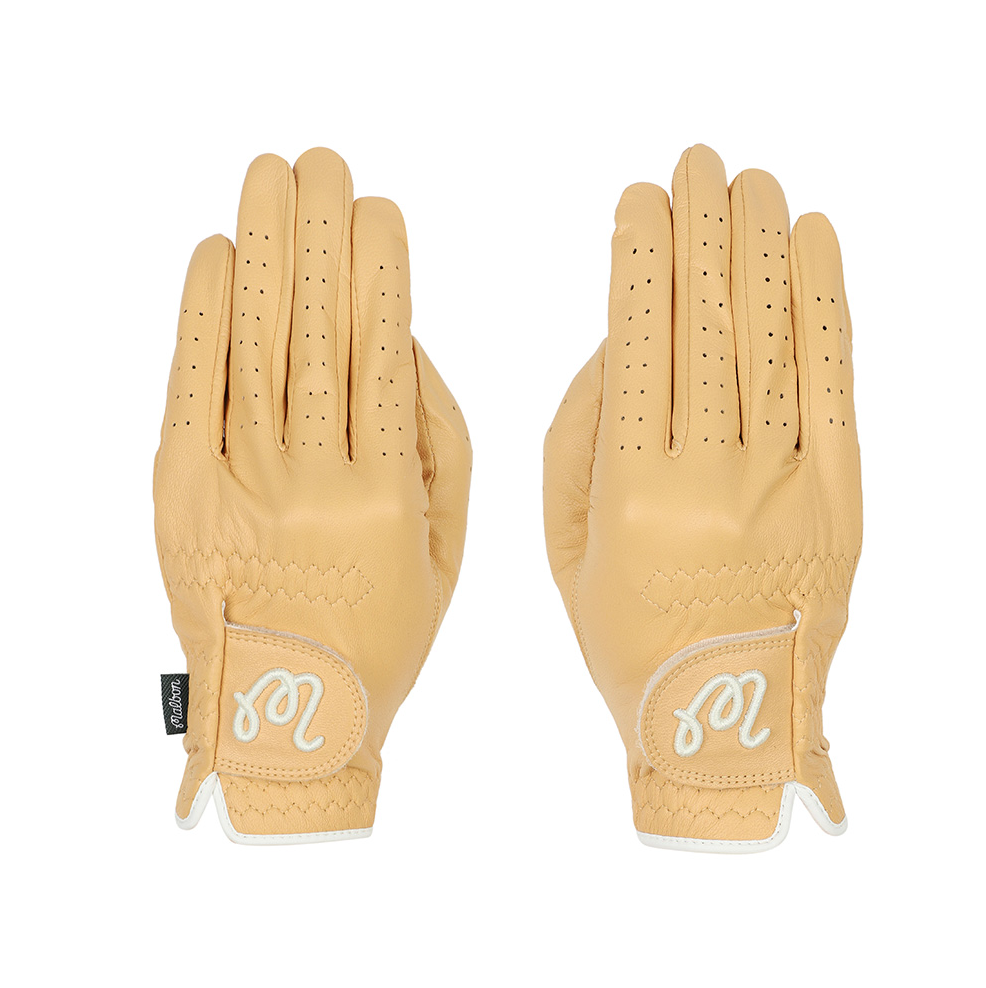 Malbon Golf] Women's Pair Malbon Logo Glove - Yellow - Size