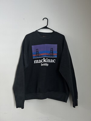 Mackinac Bridge Crewneck Sweater Dark Gray Size XXL