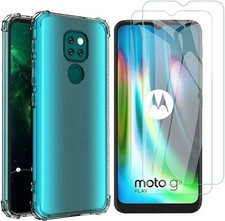 For Motorola Moto G51 G60 Case Slim Clear TPU Cover 2 Glass Screen Protector