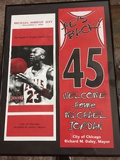Rare 1994 Michael Jordan Day City of Chicago Framed Banners NBA Chicago Bulls