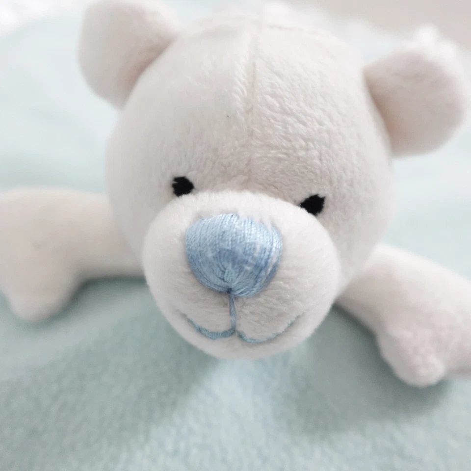 Baby Boom Bear Lovey Azul Manta de Seguridad Borde Satinado Cruz Peluche Juguete Confort Foto 4 de 4