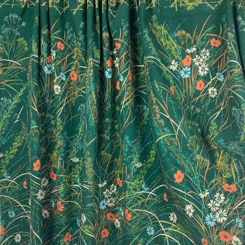 New 1977 Ametex Upholstery Fabric 3 yds Green Floral Cotton Drapery Curtains - Picture 11 of 11