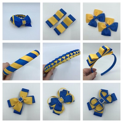 Royal Blau und Gelbgold Schulhaarzubehör