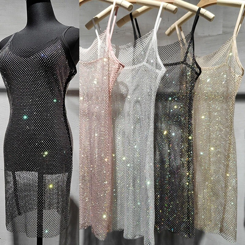 mesh rhinestone dress