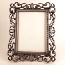 Metal Fillagree Picture Frame Easel Back 5x7 Antique Style Pewter Color Finish