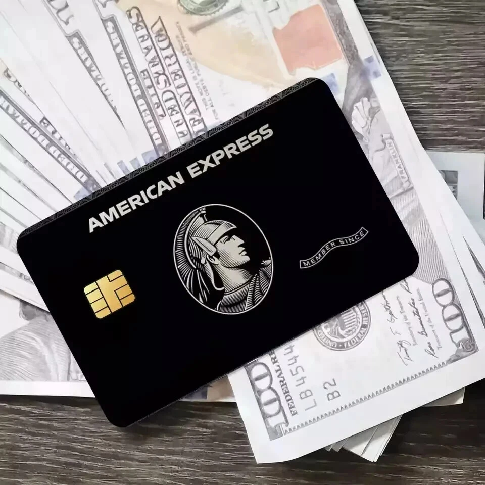 Recubrimiento de tarjeta AMEX personalizado paquete de 7 nombres personalizados | pegatinas doradas, platinas negras Foto 3 de 4