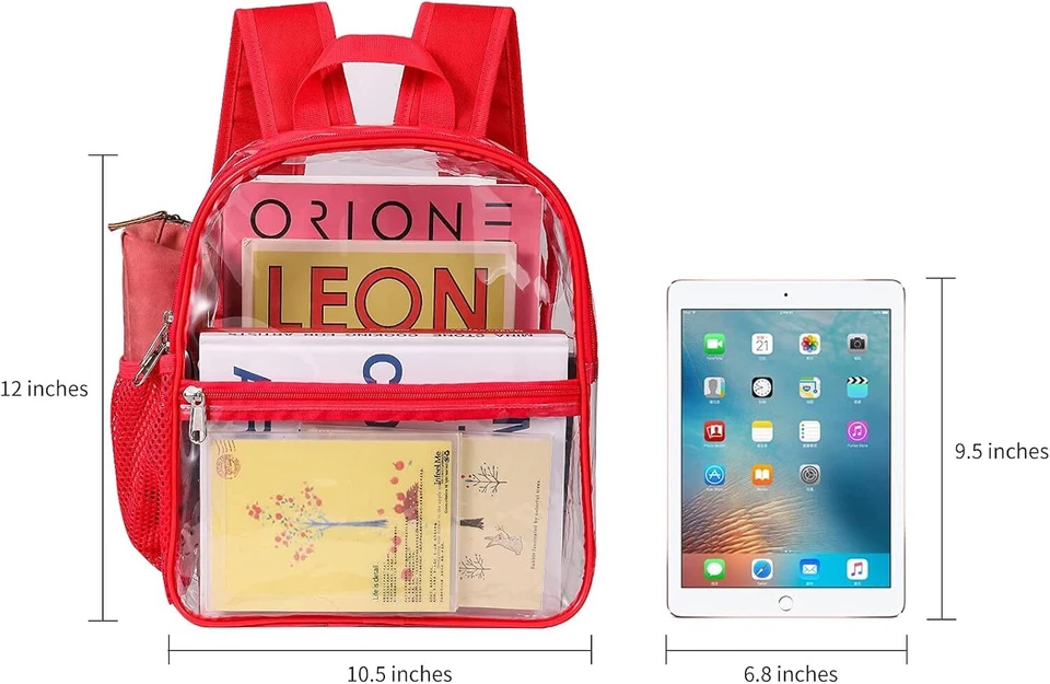 Clear Backpack - Stadium Approved Transparent Design Waterproof Bag 12×6×12 inch - Image 3 of 4