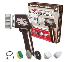 Ruby Horsepower Handheld Cordless Rechargeable Spinning Power Scrubber