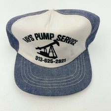 Vintage Hays Pump Service Kansas Denim Fitted Trucker Hat Size Small