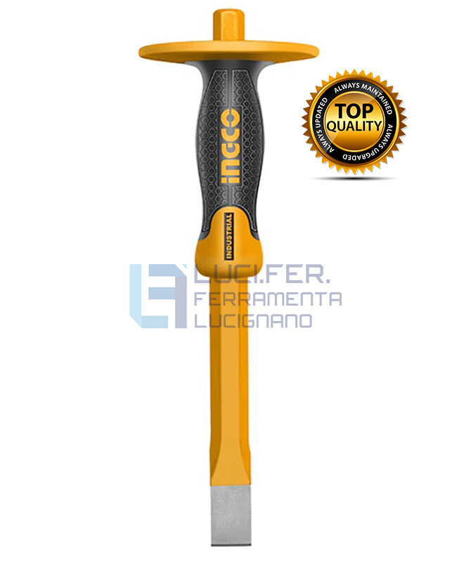 SCALPELLO PROFESSIONALE DA MURATORE PUNTA PIATTA mm.305 CON SALVAMANO INGCO