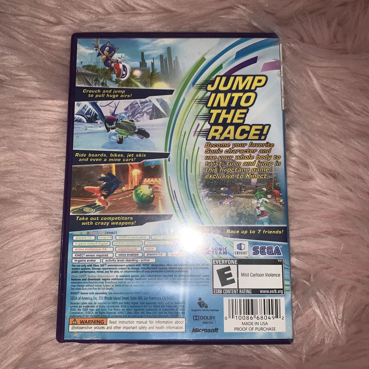 Sonic Free Riders Xbox 360 Game (Cleaned & Sanitized)