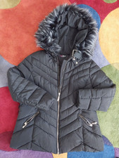 Lovedrobe Black Puffer Jacket With Detachable Fur Trim Hood Women's Size 20