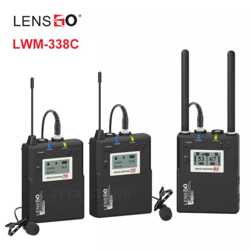 LENSGO LWM-338C 30-Channel UHF Wireless Lavalier Microphone System Voice Record