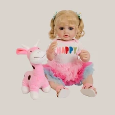 Lifelike 22" Reborn Baby Dolls Adorable Smiling Girl Full Vinyl Body Newborn Toy
