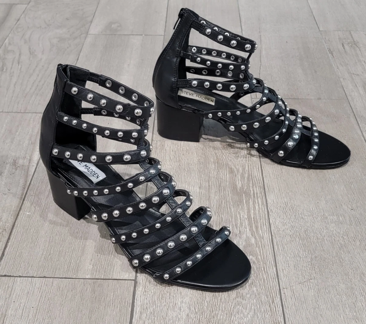 Studded block heel clearance gladiator sandals