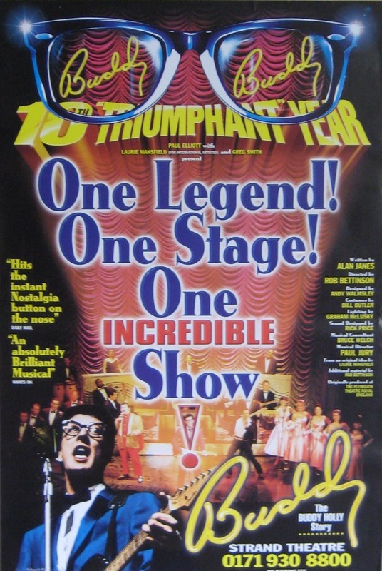 Buddy Buddy Holly Story 40x60" Musical 1999 Strand London Lg. Bus Shelter Poster