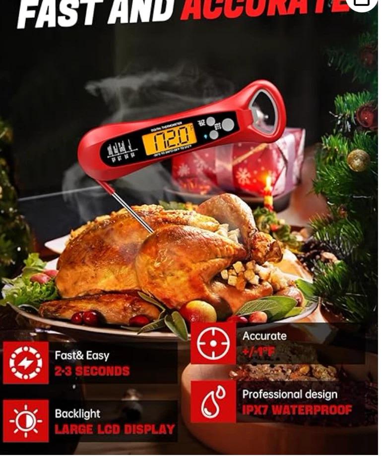 Meat Thermometer Digital, Instant Read Meat Thermometer for Grill and Cooking, W