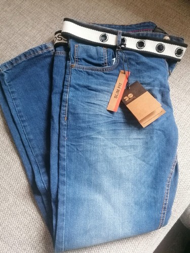Crosshatch Barbeck Mens Classic Fashion Casual Slim Fit Jeans Stone Wash - 第 1/7 張圖片