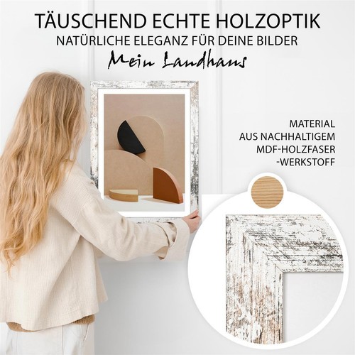 Kopenhagen Bilderrahmen – Eleganz in Vintage-Weiß mit Qualitätsverglasung Rahmen - Bild 5 von 132