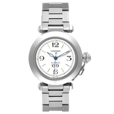 Cartier Pasha C Big Date 35mm SS White Dial with Gold Hour Markers