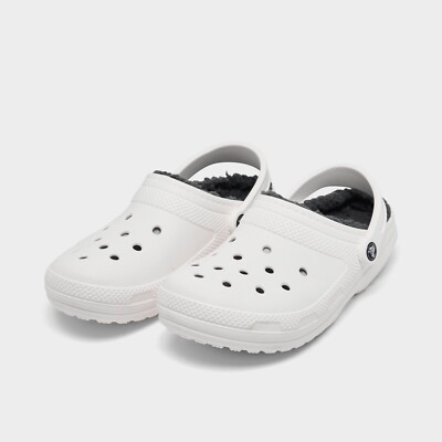 Crocs Classic Lined Clog Shoe White / Grey Sz 10 203591-10M