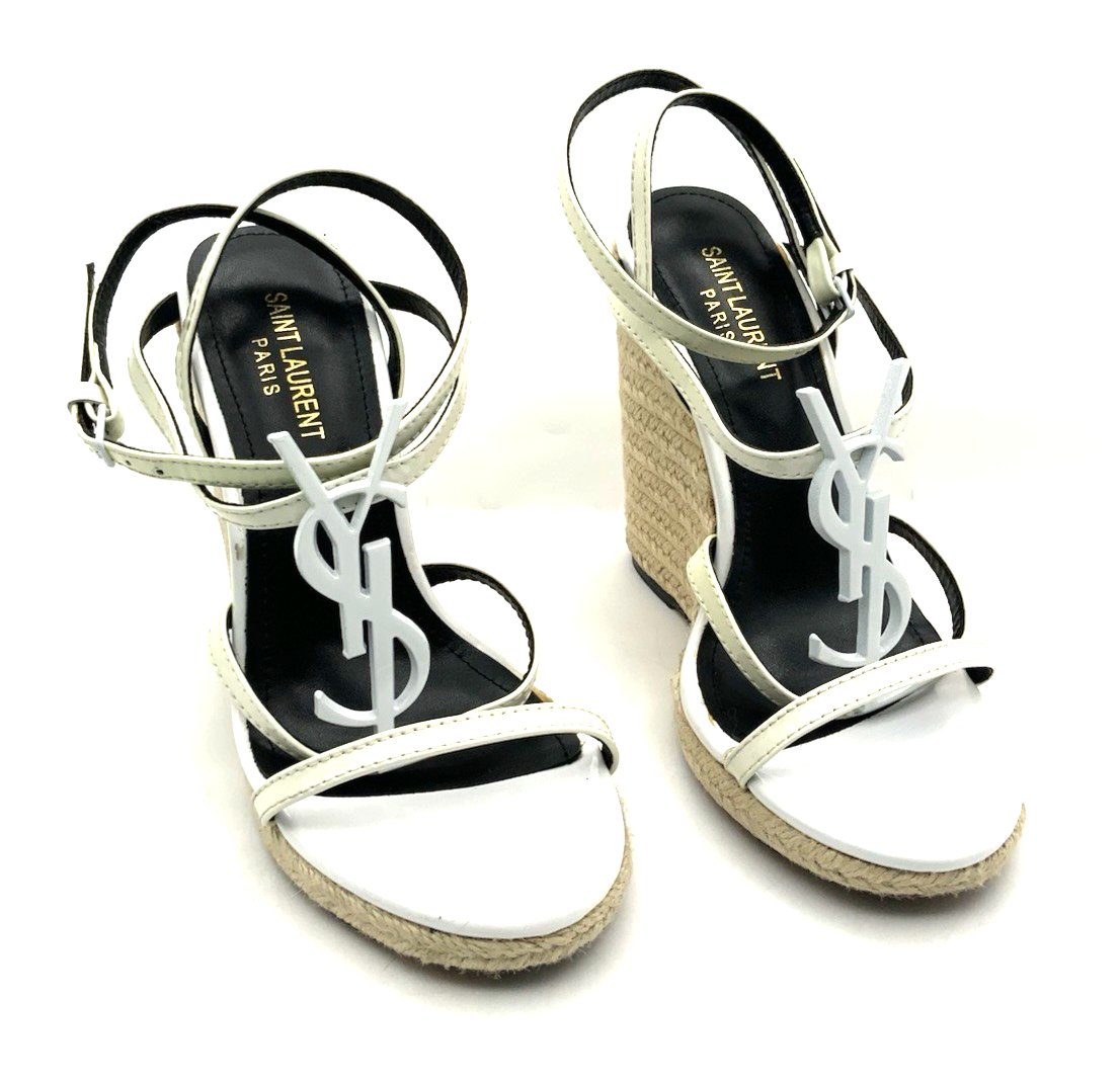 Saint Laurent sandali con plateau espadrillas con cinturino a T donna EU 36 pelle