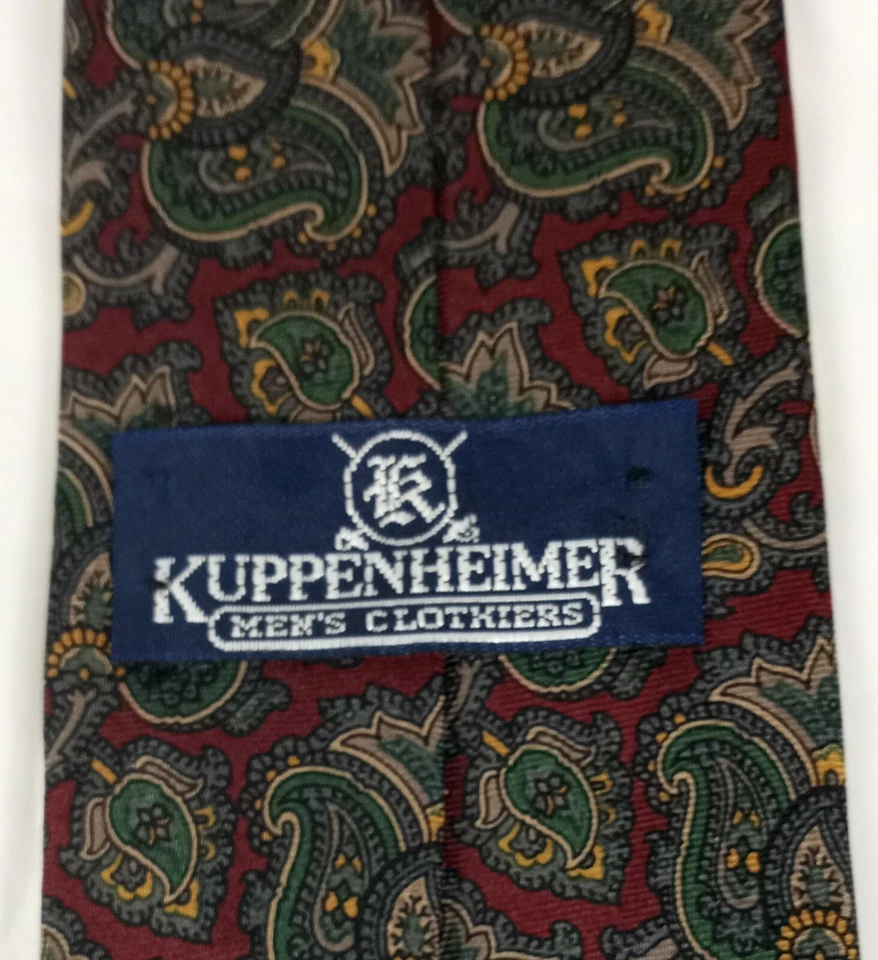 Corbata para el cuello 100 % seda hecha en Italia granate y cachemira Kuppeheimer para hombre Foto 2 de 4