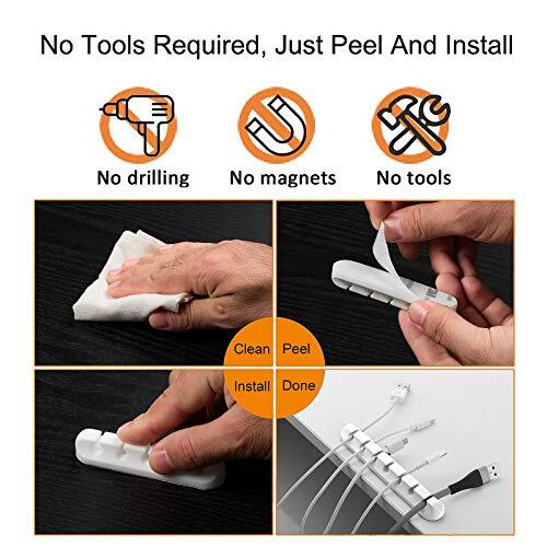 Cord Organizer Cable Management for Desk - 5 Packs Clips and Cord Keeper, White - 第 5/6 張圖片