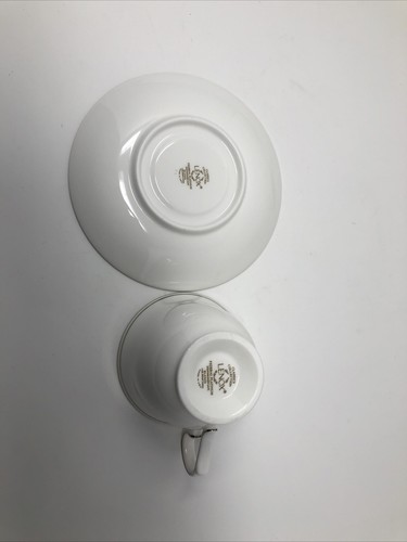 One Set Lenox ‘Federal Platinum’ Footed Cup and Saucer (13 Sets Available), Mint - Picture 8 of 12