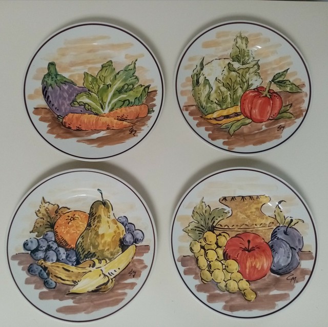 4 Piatti piatto ceramica artistica Mazzara Carbonera (Tv) dipinti firmati 4X 4 Piatti piatto ceramica artistica Mazzara Carbonera (Tv) dipinti firmati 4X