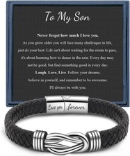 To My Son Gift for Son Bracelet Love from Mom, Dad Forever Birthday, Graduation