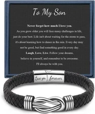 To My Son Gift for Son Bracelet Love from Mom, Dad Forever Birthday, Graduation