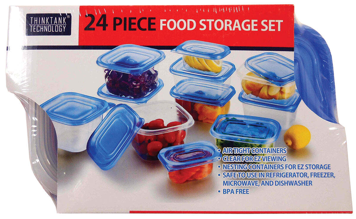 Tupperware Stacking Square Storage Set - Dishwasher Safe & BPA Free - (6  Clear Containers + 6 Blue Lids)