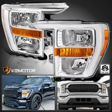 Fits 2021-2023 Ford F150 F-150 Halogen Headlights Headlamps Left+Right 21-23
