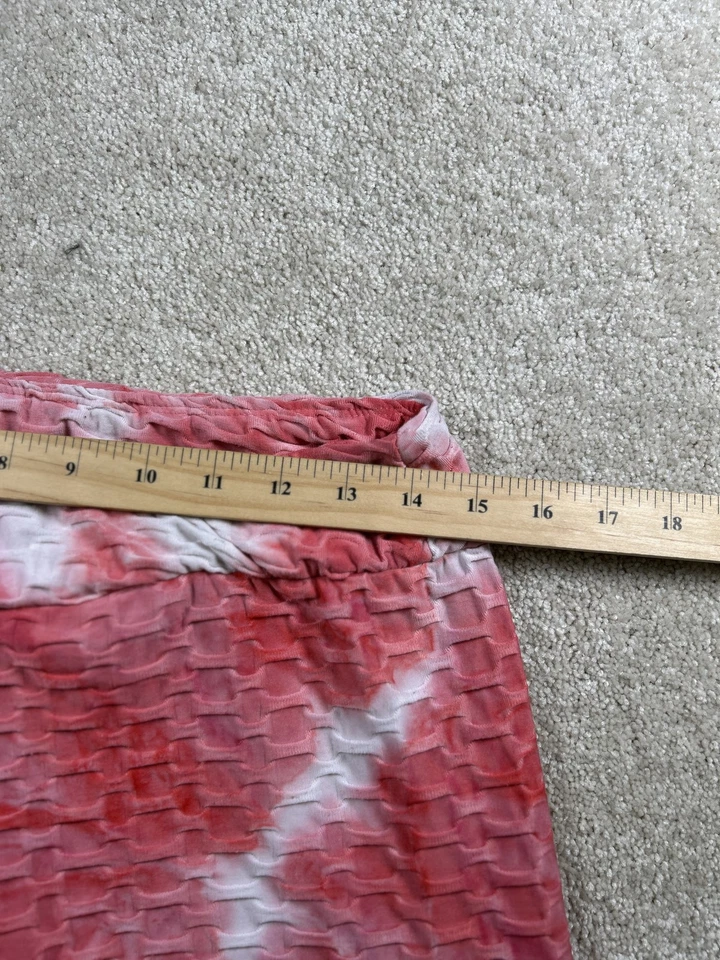 Hot Kiss Pantalones Cortos Para Mujer XL Rojo Rosa Blanco Texturizado Tie Dye Cintura Alta Estilo Motociclista Foto 2 de 4