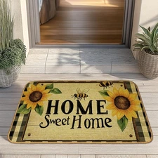 Sunflower Sweet Home Door Mat Home Entrance Low Profile Welcome Doormat Indoo...