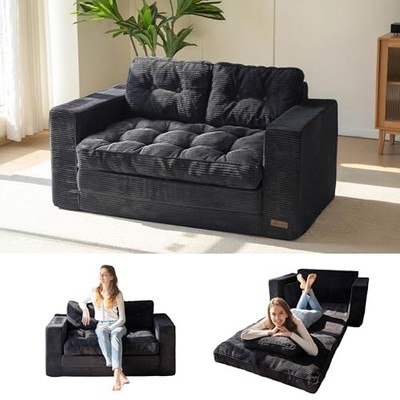  Convertible Sofa Bed, Pull Out Loveseat Sleeper Sofa, 2 in 1 Folding Couch 