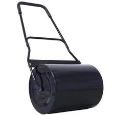 19.5 In. 16 Gal. Heavy-Duty Push/Tow Black Steel Lawn Roller for Garden Backyard