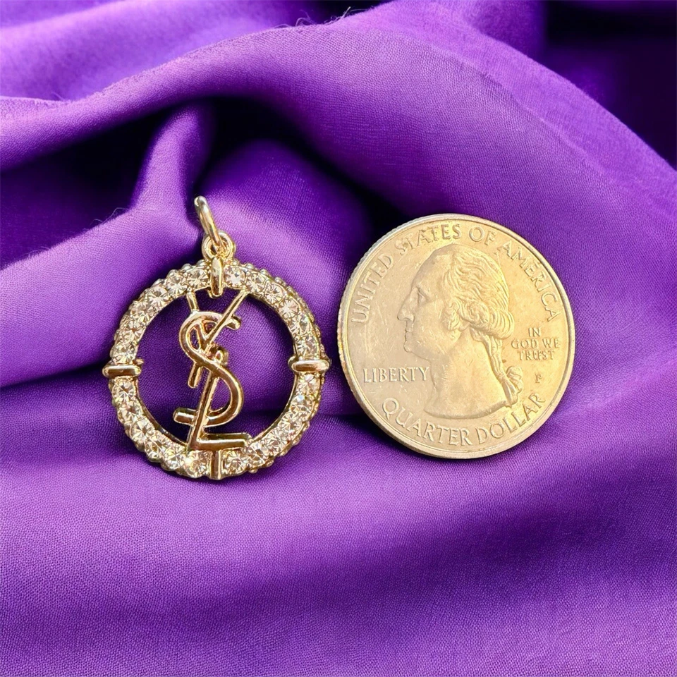 YSL Zipper Pull Button Charm W/ Clear Rhinestones  - Image 2 of 3
