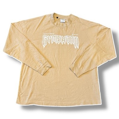 Gymshark Herren Small Beige Gym Workout Training Langarm T-Shirt