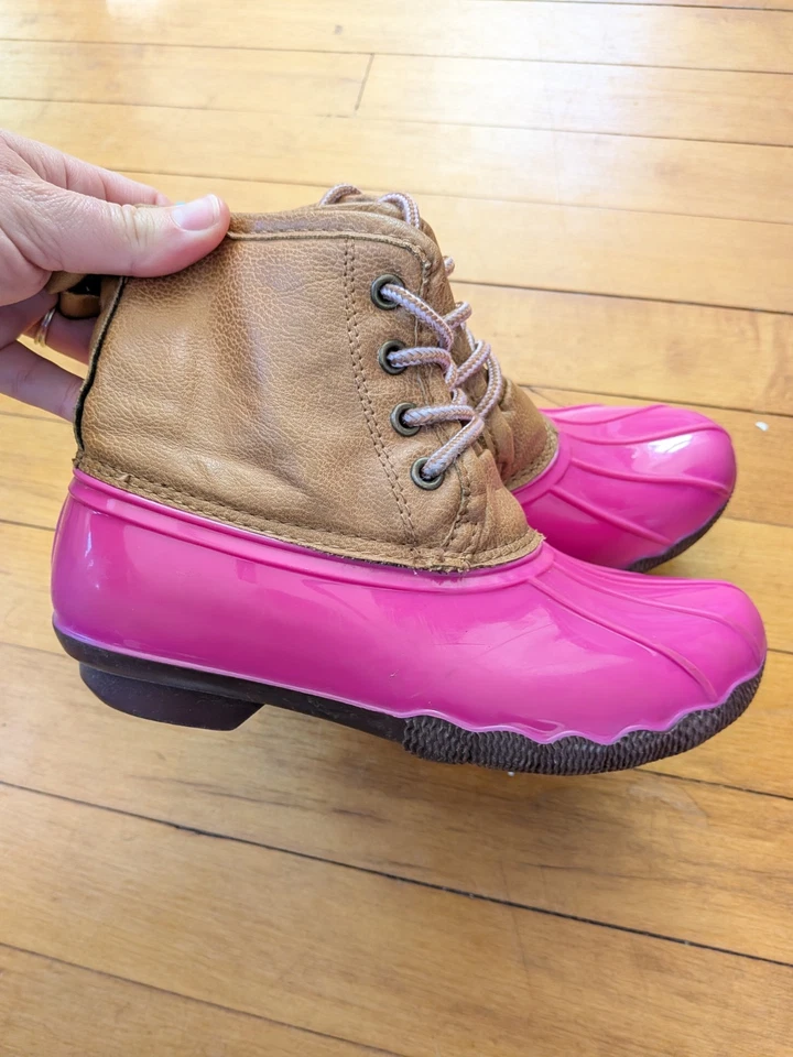 Botas de Lluvia Pato Rosa Niñas, US Niños Talla 2 Foto 3 de 4