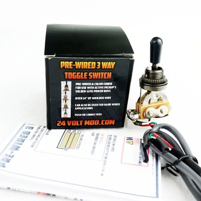   GunMetal Gray Cosmo Chrome 3 Way Toggle Switch Guitar Pre-Wired EMG Solderless