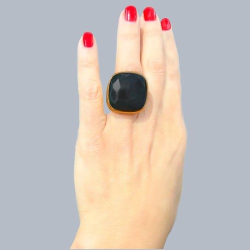 Pomellato Victoria Jet Ring 18ct Yellow Gold Bold Italian Designer Cocktail Ring - Picture 6 of 8