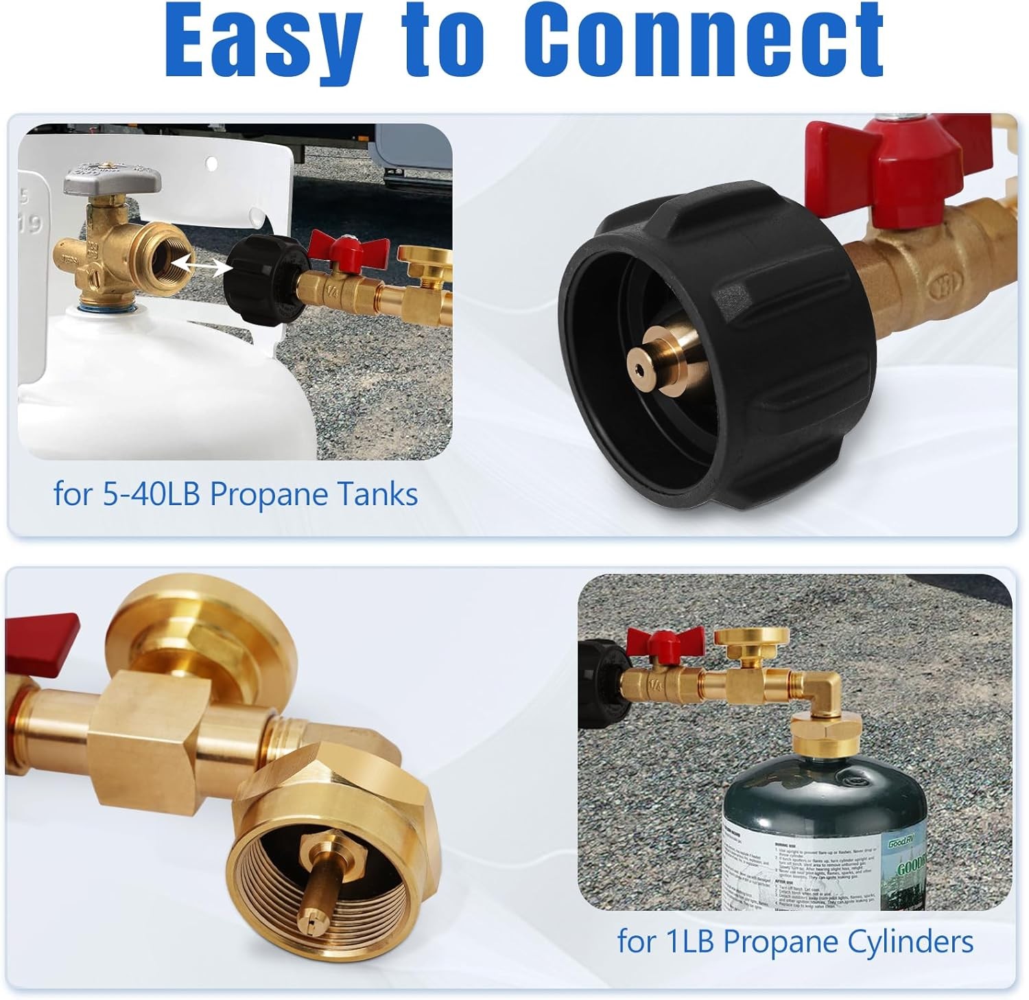 Propane Refill Adapter for 1 Lb. Tanks, Propane Adapter 20lb to 1lb Converter wi