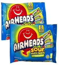 2pc Set 3.62oz/8ct per Bag AIRHEADS Candy Sour Mini Bars 3 Assorted Flavors