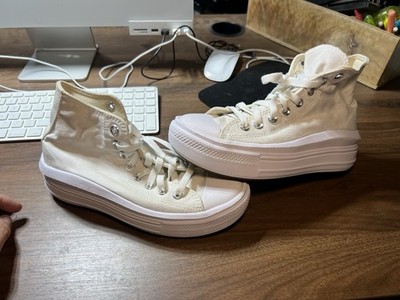 Converse Move Hi Women Size 7 Cream White Lightweight Platform Lace Up Sneakers