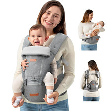 Besrey Ergonomic Baby Carrier with Hip Seat, No Back Pain Support, Breathable Me